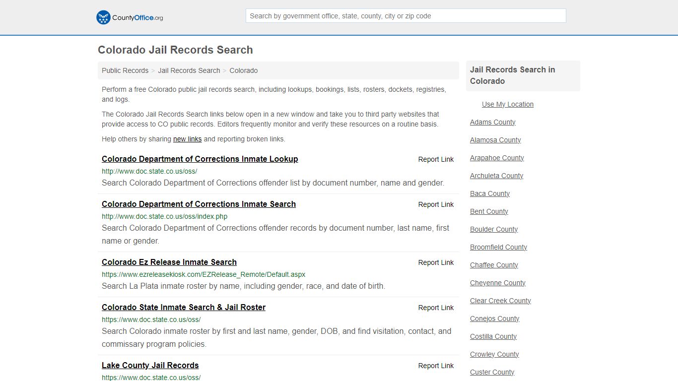 Jail Records Search - Colorado (Jail Rosters & Records) - County Office